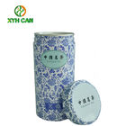 Tea Tin Can Blue And White Printed Tin Containers For Food Tea Packaging