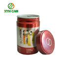 Food Tin Can Red Color Round Paint Recyclable Tin Container Tea Packaging